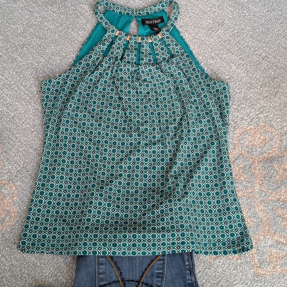 Green Geometric Halter Top